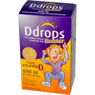 Ddrops, Booster, витамин D3 в жидкой форме, 600 МЕ, 2,8 мл (0,09 унций)