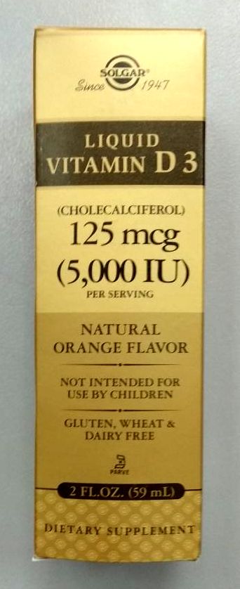 Solgar, Жидкий витамин D3, 5000 международных единиц в 1 порции, с натуральным апельсиновым вкусом, 2 жидких унции (59 мл) — изображение 3