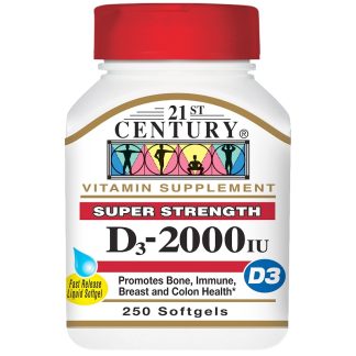 21st Century super strenght D3-2000 IU, 250 мягких капсул