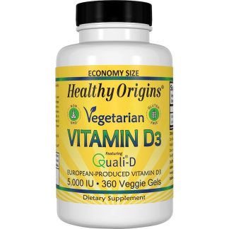 Healthy Origins, Вегетарианский витамин D3, 5000 ЕД, 360 мягких капсул