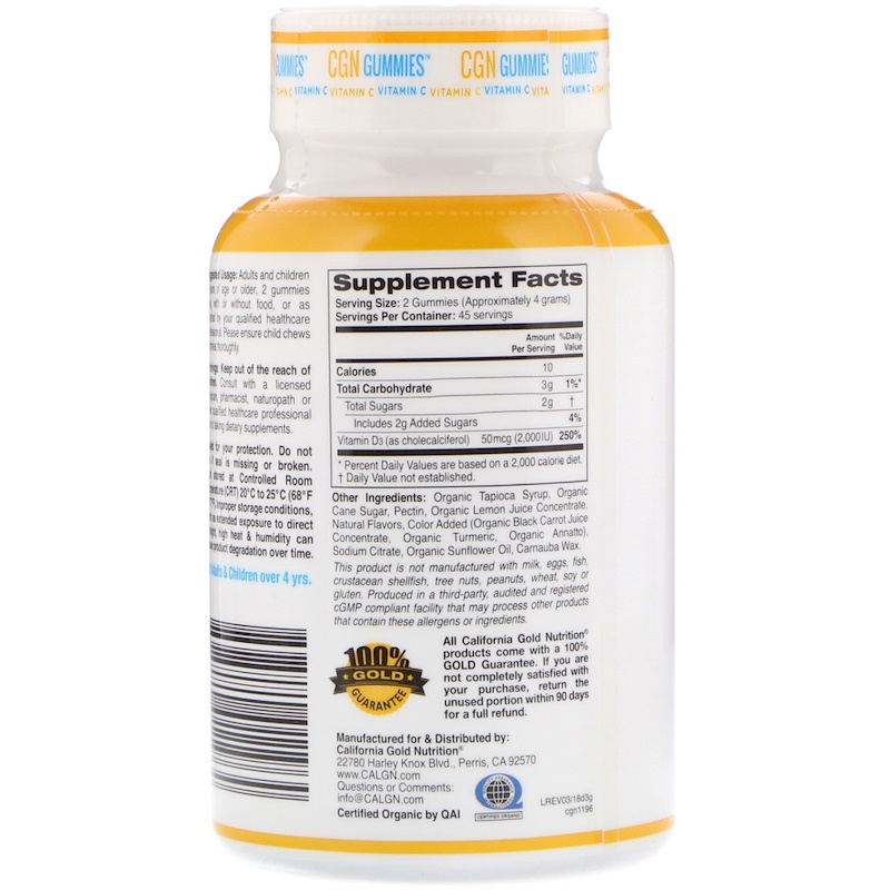 California Gold Nutrition, Органическое происхождение, пастилки с витамином D3, не содержат желатина и клейковины, смесь ароматов ягод и фруктов, 90 пастилок — изображение 2