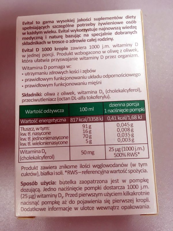 Evital D 1000, krople, 10 ml — изображение 2