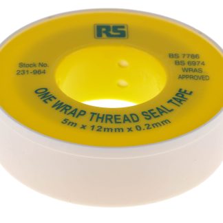 Nastro PTFE RS PRO col. Bianco 5m x 12mm x 0.2mm, +260°C max.