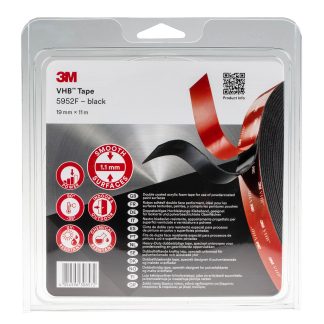Nastro Biadesivo in Schiuma acrilica 3M VHB™ 5952F, 19.0mm x 11.0m x 1.10mm, Nero, 49 N/cm