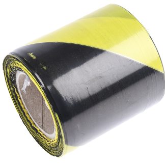 Nastro barriera Nero/ giallo RS PRO, in LDPE, 75mm x 100m