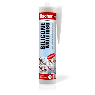 Sigillante al silicone Fischer Fixings Acetico antimuffa SAM 280 Grigio, Cartuccia da 280 ml