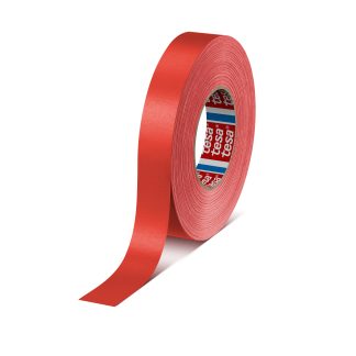 Nastro telato Rosso in Tessuto rivestito in acrilico Tesa 4651, adesivo in Gomma naturale, 25mm x 50m x 0.31mm