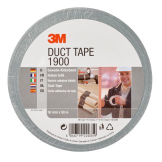 Nastro telato Argento in Polietilene su panno in tela/gomma 3M 1900, 50mm x 50m x 0.17mm