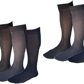 DREAM SOCKS Calcetines largos de hombre de fino algodón 100% ESCOCIA, lisos o canalé (39-42, 6 X DARK RIBBED R.)