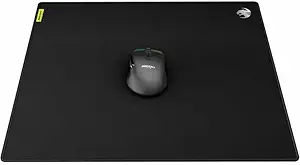 ROCCAT Sense CTRL Square PC Gaming Mousepad, Non-Slip Rubber Backed, Vulcanized Control Surface with Low-Profile Stitched Edges, Durable Computer Desk Mat, Square, Black
