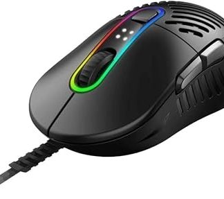 Mountain Makalu 67 RGB Gaming Mouse with Unique Patented Lightweight Rib Design Construction, PixArt PAW3370 Sensor and 100% PTFE Mouse Feet (Black)