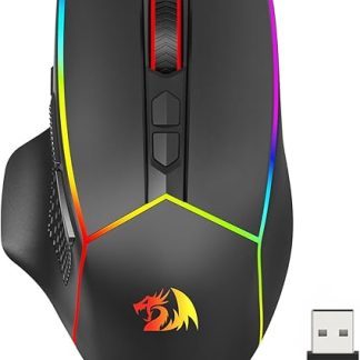 Redragon Wireless Gaming Mouse, Tri-Mode 2.4G/USB-C/Bluetooth Ergonomic Mouse Gaming, 8000 DPI, RGB Backlit Programmable Wireless Mouse, Rechargeable, 250 Hrs for Laptop PC Mac, M814