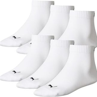 PUMA Quarter Sneaker Socks, 6 Pairs, Unisex - Man or Woman, Plain colors, (2x3 Pack) (White (6 Pairs), US 10-12)