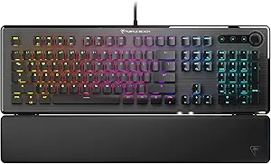 Turtle Beach Vulcan II – Full-Size PC Gaming Keyboard, Titan II Mechanical Switches, Customizable RGB Illuminated Keys, Detachable Palm Rest, Media Controls, Aluminum Top Plate, Numpad – Black