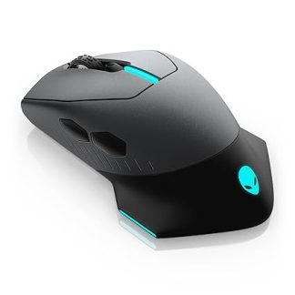 Alienware Wired/Wireless Gaming Mouse AW610M: 16000 DPI Optical Sensor - 350 Hour Rechargeable Battery, 7 Buttons, 3-ZONE 16.8m AlienFX RGB Lighting, Edge-Free Design, Ergonomic, Dark Side of the Moon