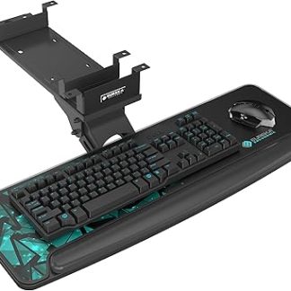EUREKA ERGONOMIC Height Adjustable Mouse & Keyboard Tray Under Desk, 28x10'' Large Slide Out Swivel Tilt Computer Keyboard Drawer with Mouse Pad for Gaming Home Office Desk, Dual Mount