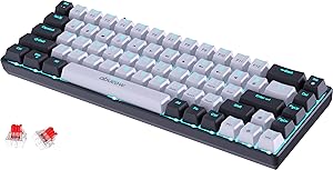 abucow 60% Mechanical Keyboard with Blue Backlight 68-Key Gaming Keyboard Gray-Black Keycaps - Red Switches for a Premium Typing and Gaming Experience PC Mac (Gray-Black)