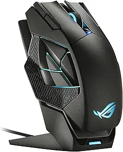 ASUS ROG Spatha X Wireless Gaming Mouse (Magnetic Charging Stand, 12 Programmable Buttons, 19,000 DPI, Push-fit Hot Swap Switch Sockets, ROG Micro Switches&Paracord and Aura RGB lighting),Black