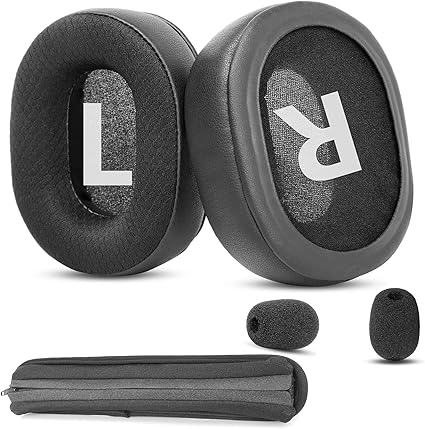 Breathable Replacement Earpads + Headband for Roccat Khan Pro and Khan Aimo 7.1 Headset (Khan Pro) – Breathable Fabric and High Density Foam Ear Pads Cushion