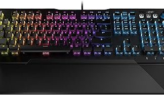 ROCCAT Vulcan 121 AIMO Linear Mechanical Titan Switch Full-size PC Gaming Keyboard with Per-key AIMO RGB Lighting, Anodized Aluminum Top Plate and Detachable Palm Rest – Black