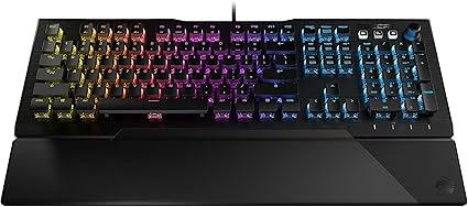 ROCCAT Vulcan 121 AIMO Linear Mechanical Titan Switch Full-size PC Gaming Keyboard with Per-key AIMO RGB Lighting, Anodized Aluminum Top Plate and Detachable Palm Rest – Black