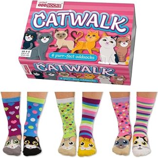 United Oddsocks De La Marca Caja De Regalo 6 x Calcetines De Gatito Desparejados Para Mujer EU 37-42 - CATWALK