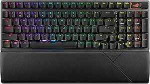 ASUS ROG Strix Scope II 96 Wireless Gaming Keyboard, Tri-Mode Connection, Dampening Foam & Switch-Dampening Pads, Hot-Swappable Pre-lubed ROG NX Snow Switches, PBT Keycaps, RGB-Black