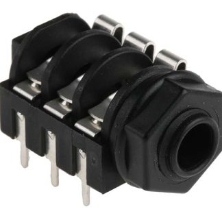 Connettore jack, 6.35 mm, Femmina, Nero, Montaggio con foro passante