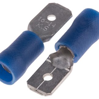 Capocorda a linguetta a crimpare RS PRO, 6.35 x 0.8mm, 1.5mm² - 2.5mm², Blu Non protetto
