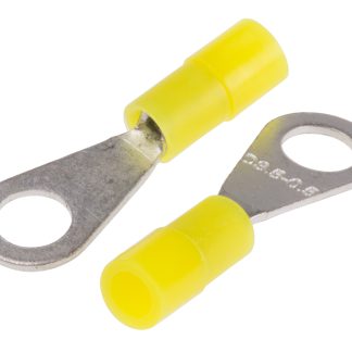 Terminale ad occhiello RS PRO Isolato, Ø perno M3.5, dimens. max filo 0.5mm², 22AWG, Giallo