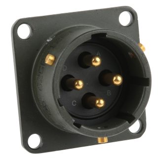 Connettore circolare MIL Femmina Amphenol Limited, Ad angolo diritto, 4 poli, Maschio, Montaggio su contenitore