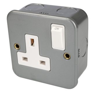 Presa elettrica, RS PRO, 13A, 1 modulo, presa BS 1363, Grigio In interni, Montaggio a parete 250V