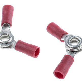 Terminale ad occhiello RS PRO Isolato, Ø perno 4mm, dimens. max filo 1.5mm², 16AWG, Rosso