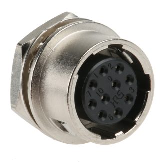 Connettore circolare Hirose, femmina, serie HR10, Miniatura, 10 poli, Montaggio a pannello