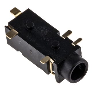 Connettore jack, 3.5 mm, Femmina, Nero, Montaggio superficiale Stereo