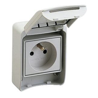 Presa elettrica, Schneider Electric 81140, 10 → 16A, 1 modulo, IP55 in Policarbonato, Grigio chiaro, Montaggio