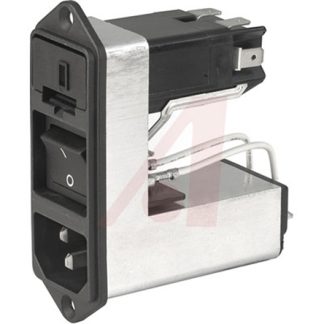 Connettore IEC C14 Schurter Maschio, 1A, 125 V, 250 V., 2 fusibili 5 x 20mm, Montaggio a pannello