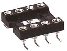 Zoccolo DIL Preci-Dip a 4 vie, passo 2.54mm, spaziatura file 7.62mm, Montaggio superficiale, tipo Telaio aperto