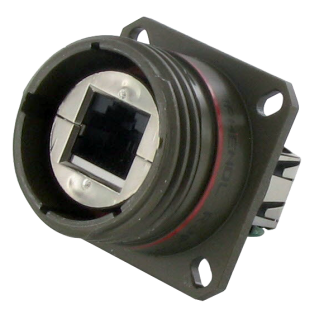 Connettore Ethernet Connettore femmina Amphenol Socapex Cat6a, 8 vie, Montaggio su flangia