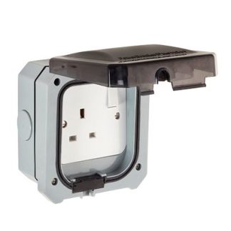 Presa elettrica, Powerbreaker PSKT1G, presa Tipo G - inglese, Grigio Interno, All'aperto, Montaggio a vite