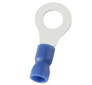 Terminale ad occhiello RS PRO Isolato, Ø perno 8.4mm, dimens. max filo 2.5mm², 14AWG, Blu