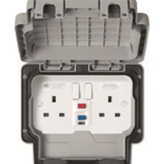 Presa protetta RCD MK Electric, 2 moduli, 30mA, IP66 240 V