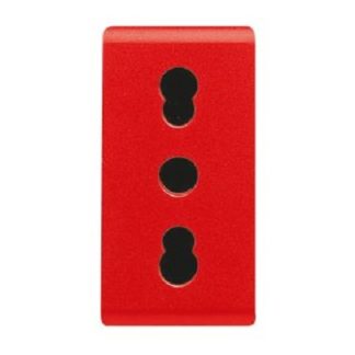 Presa elettrica, Gewiss GW20295DY, 16A, 3 moduli, presa Tipo L - italiano, Rosso In interni, Montaggio a filo,