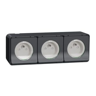 Presa elettrica, Schneider Electric MUR36037, 16A, 3 moduli, presa Francese 2P, Grigio Interno, All'aperto, Montaggio