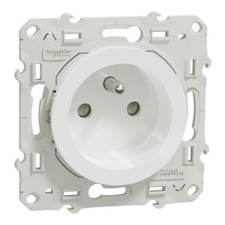 Presa elettrica, Schneider Electric S520059, 16A, 1 modulo, presa Tipo E - francese in PBT, Bianco, Montaggio a filo