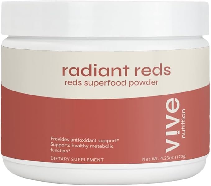 Radiant Reds - Superfood Powder, Blend of Fruits, Vegetables, Botanicals, Beets, Berries, Prebiotics and Probiotics, Rich in Antioxidants and Support Digestive Health, 30 Servings