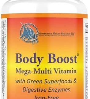 Iron-Free Mega Multivitamin and Mineral Supplement with Green Superfoods and Digestive Enzymes- Body Boost® by Alternative Health Research