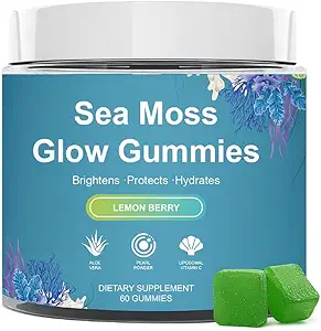 Sea Moss Gummies with Pearl Powder, Vitamins C & E, Aloe Vera - 60 Count | Vegan, Non-GMO | Skin, Immunity & Digestive Support