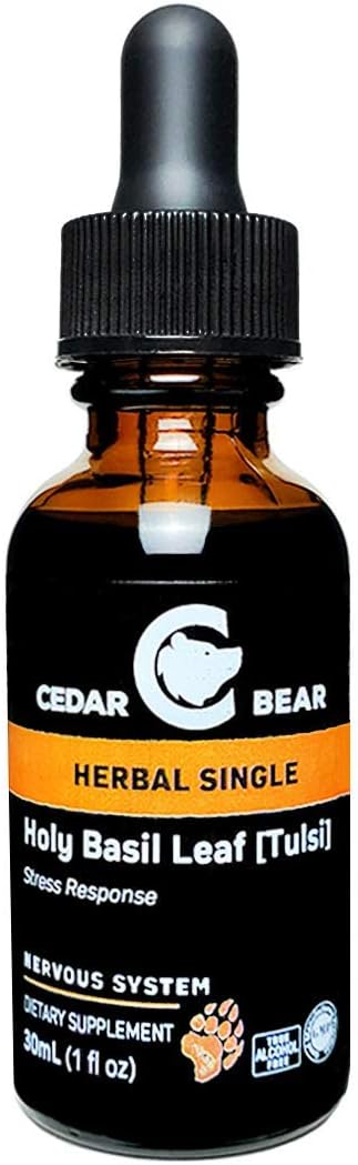 Cedar Bear - Holy Basil Leaf a Liquid Herbal Supplement That is a Stress Reducing Adaptogen & Health Balancer (1 fl oz)
