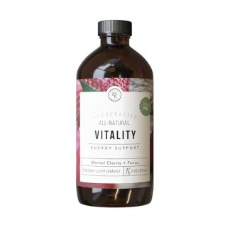 Rowe Casa Organics Vitality Energy Support with Strawberries, Guarana & Rhodiola Extract – Natural Caffeine Liquid Vitamins for Mental Clarity and Focus – 16 Fl Oz